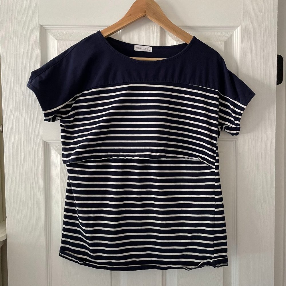 Smallshow Striped Maternity Breastfeeding Nursing Top Size Large